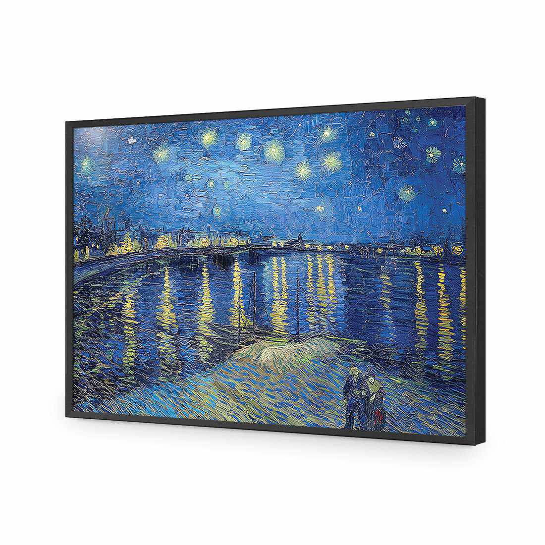 Starry Night Over the Rhone - Van Gogh-Acrylic-Wall Art Design-Without Border-Acrylic - Black Frame-45x30cm-Wall Art Designs