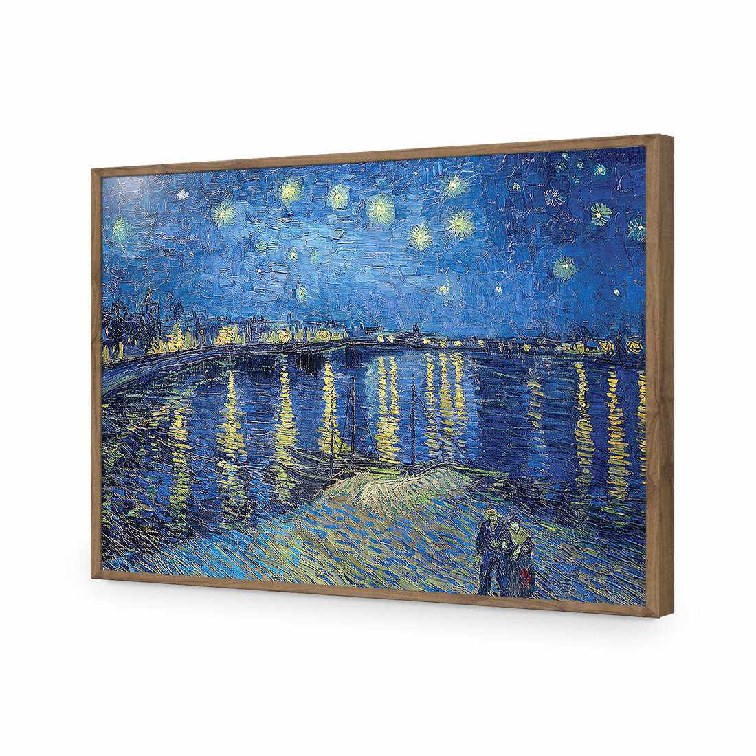 Starry Night Over the Rhone - Van Gogh-Acrylic-Wall Art Design-Without Border-Acrylic - Natural Frame-45x30cm-Wall Art Designs
