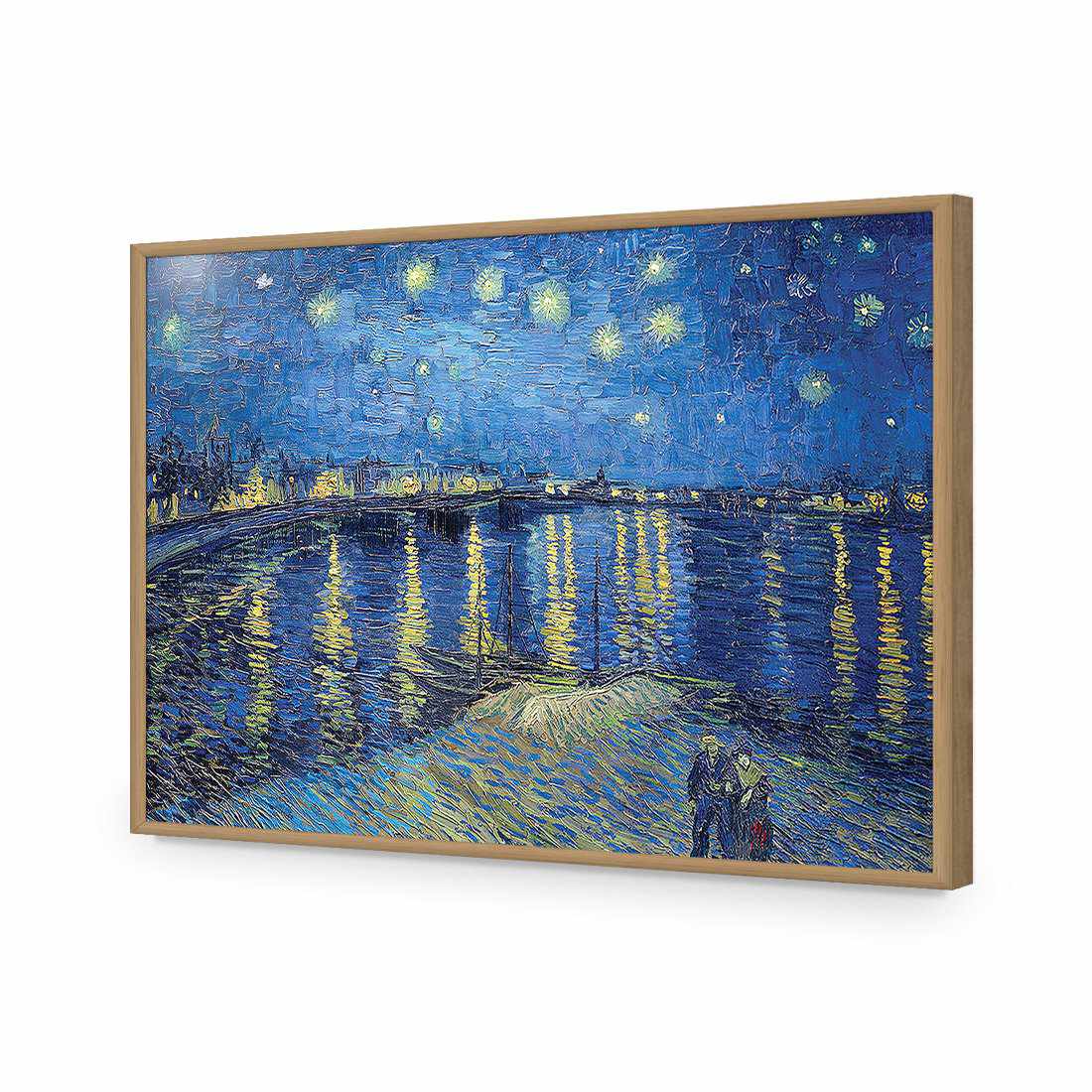 Starry Night Over the Rhone - Van Gogh-Acrylic-Wall Art Design-Without Border-Acrylic - Oak Frame-45x30cm-Wall Art Designs