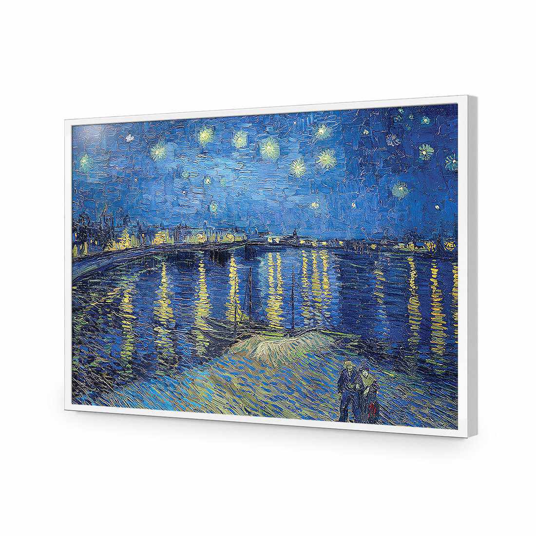 Starry Night Over the Rhone - Van Gogh-Acrylic-Wall Art Design-Without Border-Acrylic - White Frame-45x30cm-Wall Art Designs
