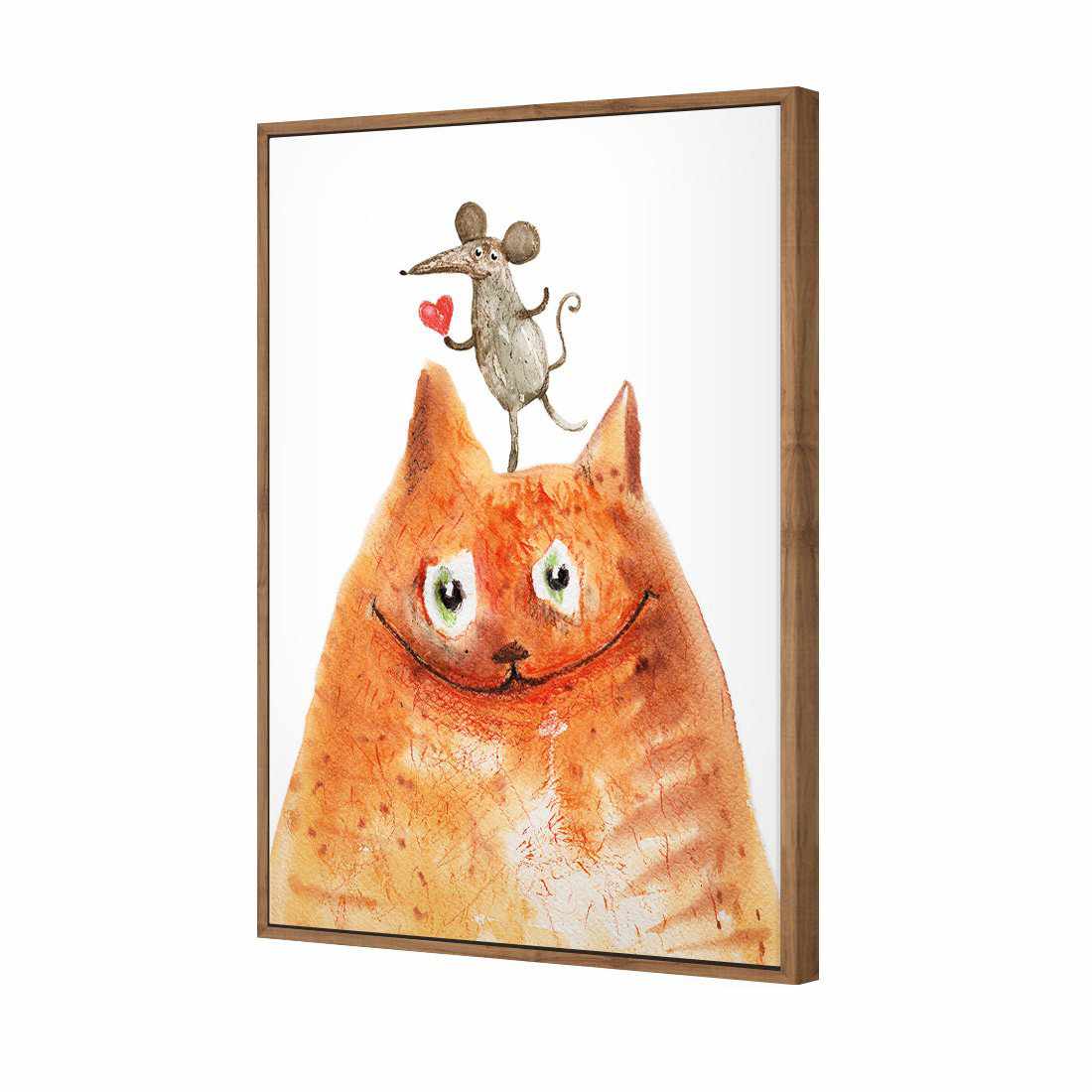 Cat and Mouse Love Canvas Art-Canvas-Wall Art Designs-45x30cm-Canvas - Natural Frame-Wall Art Designs