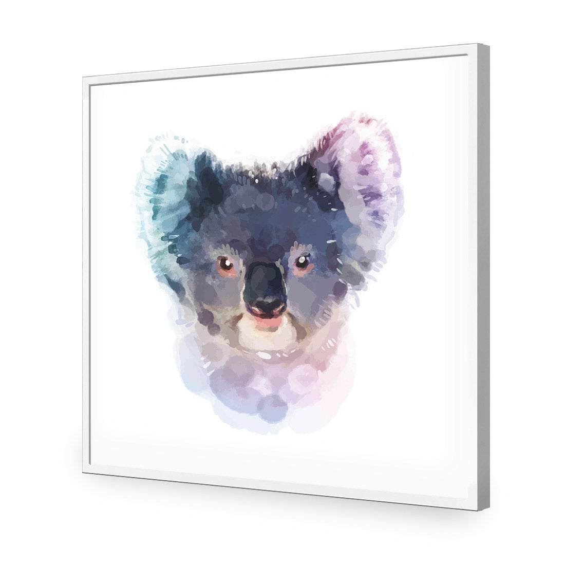 Watercolour Koala, Square | Classic Acrylic | Flat Frame No Border | White