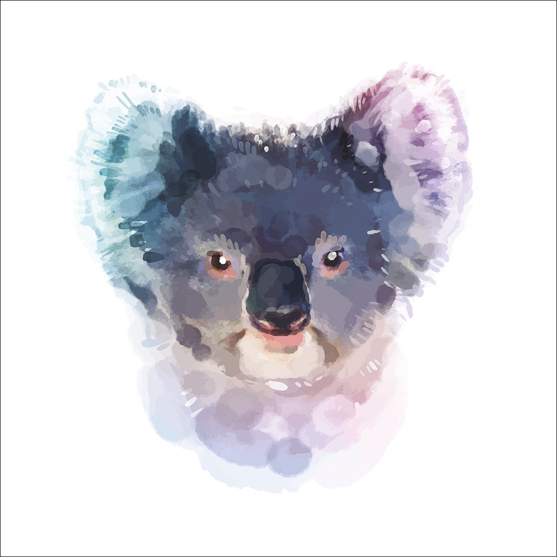 Watercolour Koala, Square Acrylic Glass Art
