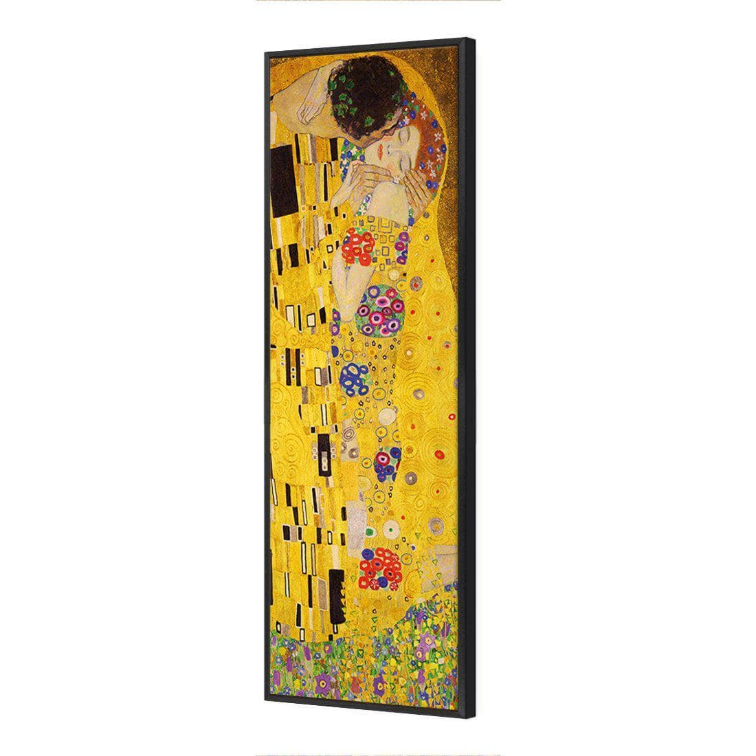 The Kiss by Klimt Canvas Art-Canvas-Wall Art Designs-60x20cm-Canvas - Black Frame-Wall Art Designs