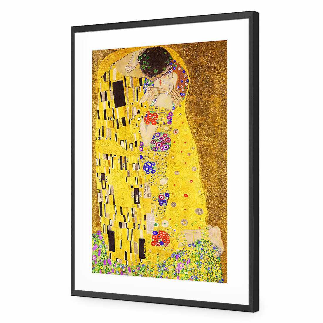The Kiss, Rectangle by Gustav Klimt | Standard Acrylic | Flat Frame With Border | Black
