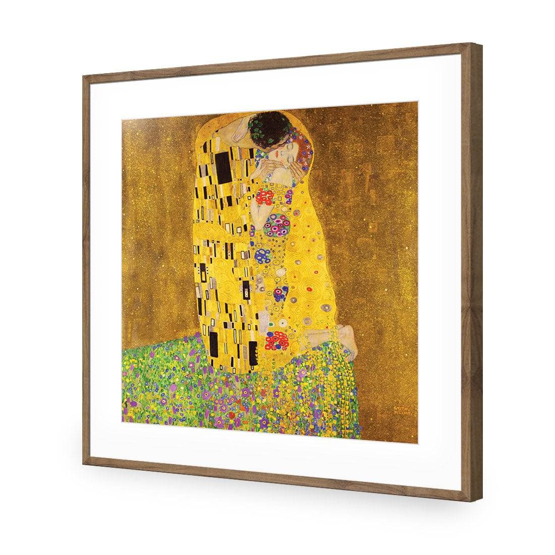 The Kiss, Square-Acrylic-Wall Art Design-With Border-Acrylic - Natural Frame-37x37cm-Wall Art Designs