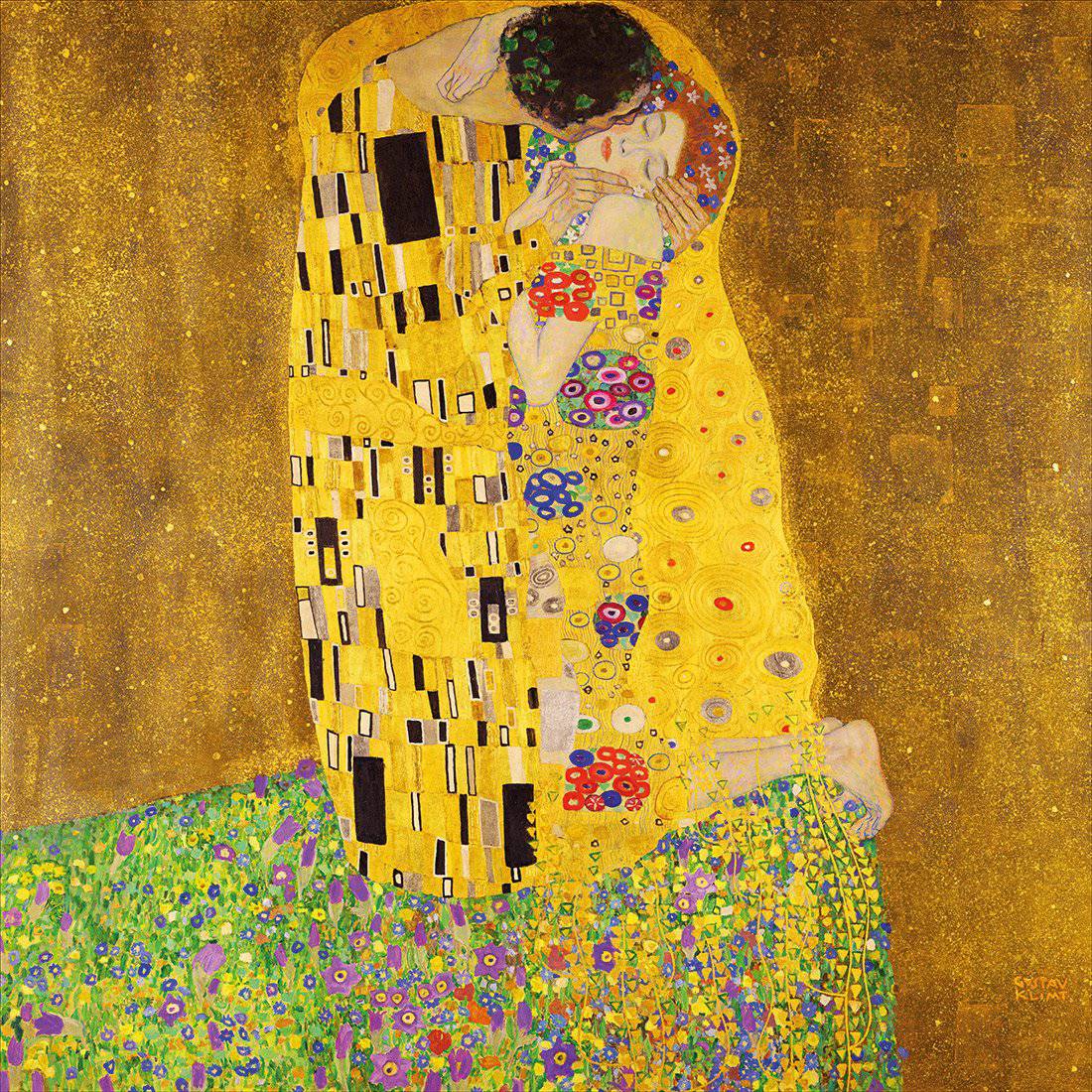 The Kiss, Square-Acrylic-Wall Art Design-With Border-Acrylic - No Frame-37x37cm-Wall Art Designs