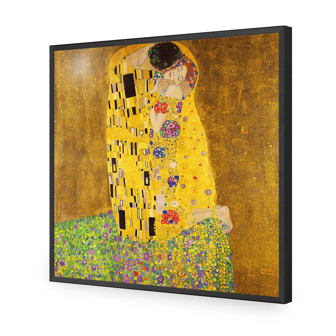 The Kiss, Square-Acrylic-Wall Art Design-Without Border-Acrylic - Black Frame-37x37cm-Wall Art Designs
