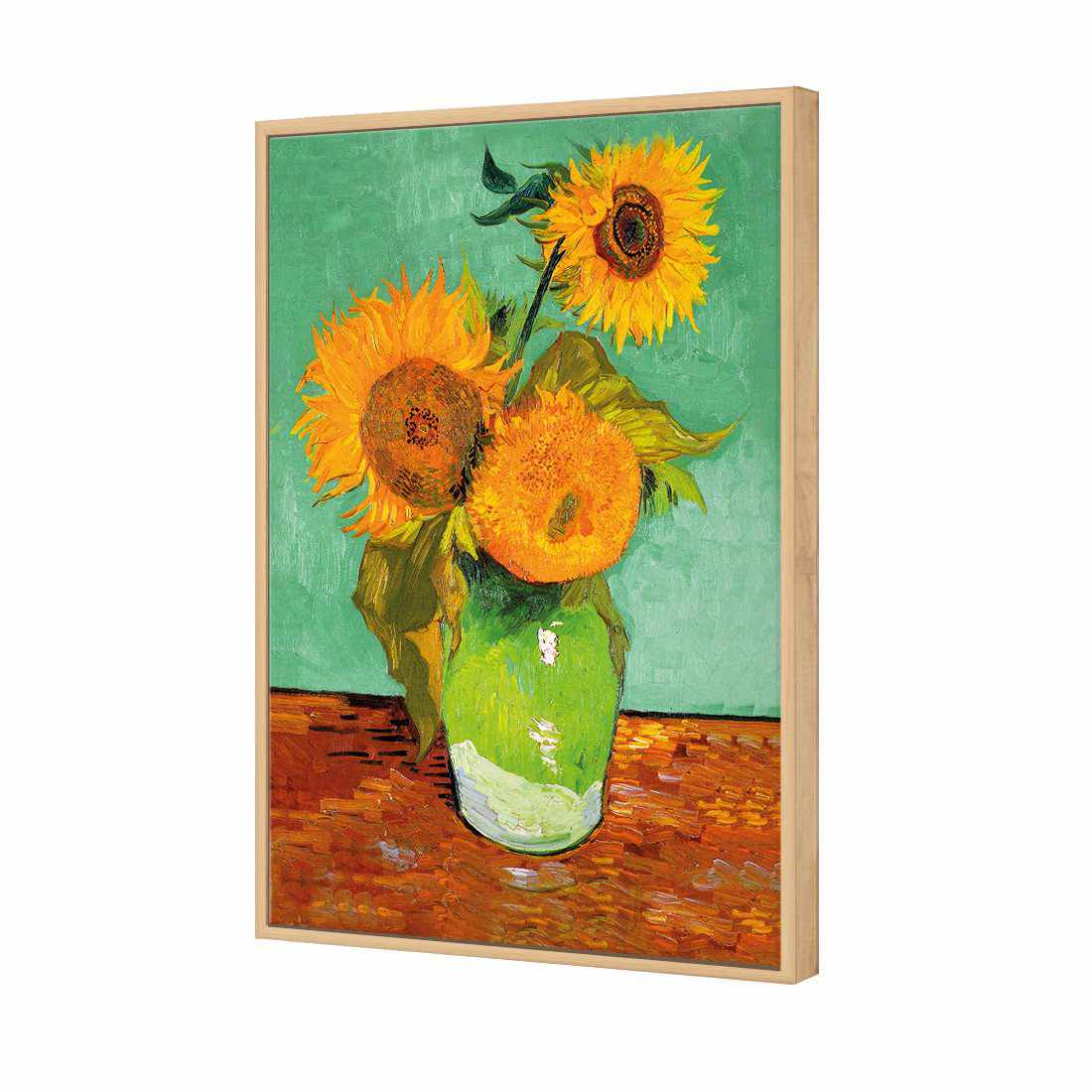 Sunflowers On Green by Van Gogh Canvas Art-Canvas-Wall Art Designs-45x30cm-Canvas - Oak Frame-Wall Art Designs