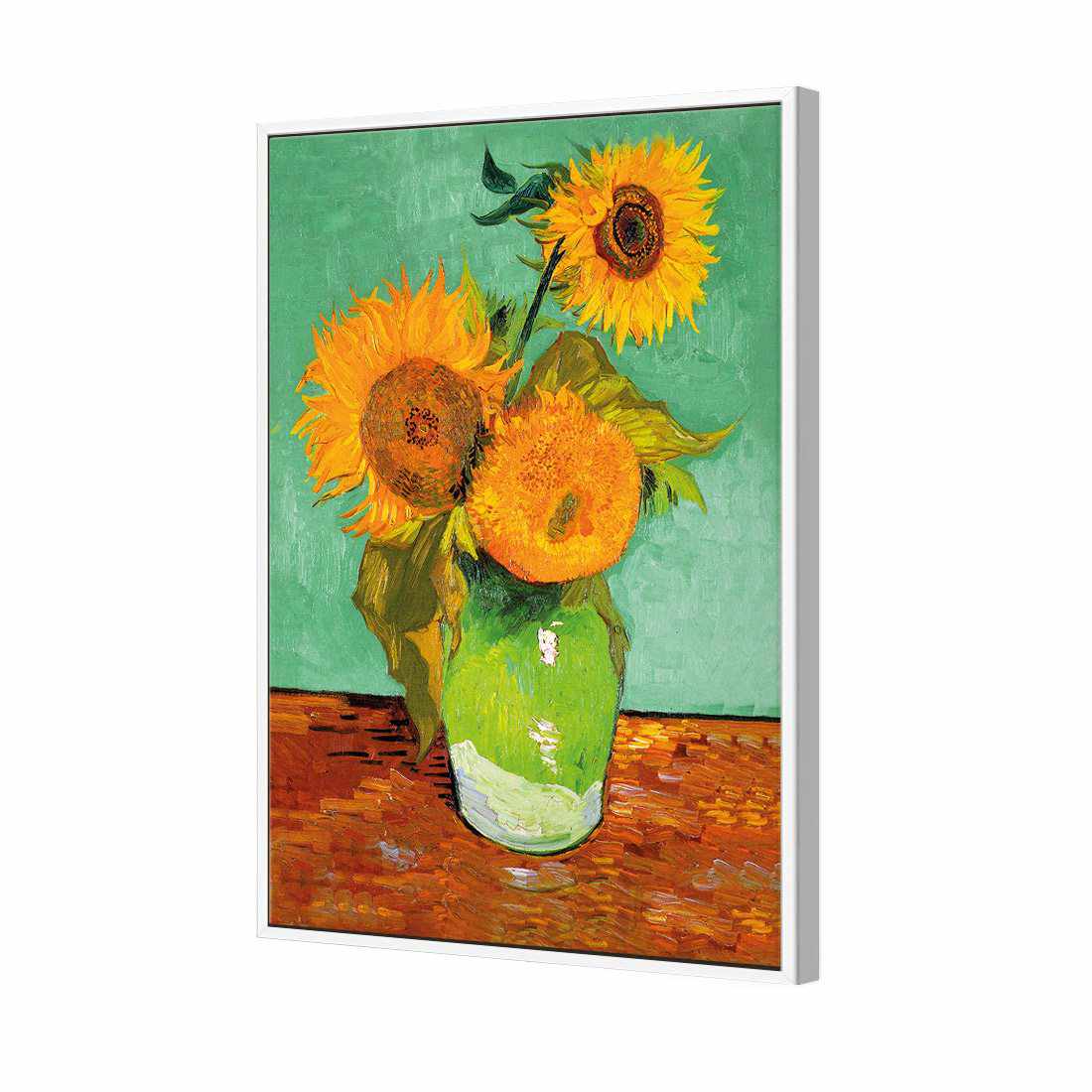 Sunflowers On Green by Van Gogh Canvas Art-Canvas-Wall Art Designs-45x30cm-Canvas - White Frame-Wall Art Designs