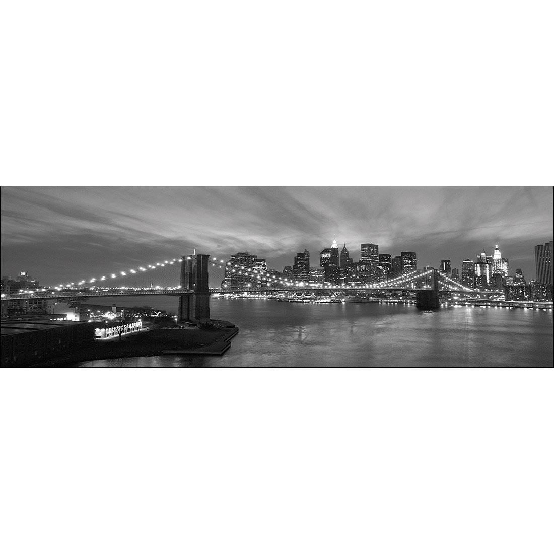 New York Skyline At Night, B&W Canvas Art-Canvas-Wall Art Designs-60x20cm-Canvas - No Frame-Wall Art Designs