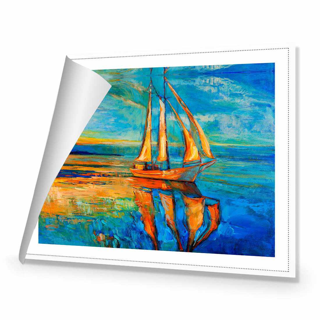 Sailing Boat Reflected Canvas Art-Canvas-Wall Art Designs-45x30cm-Rolled Canvas-Wall Art Designs