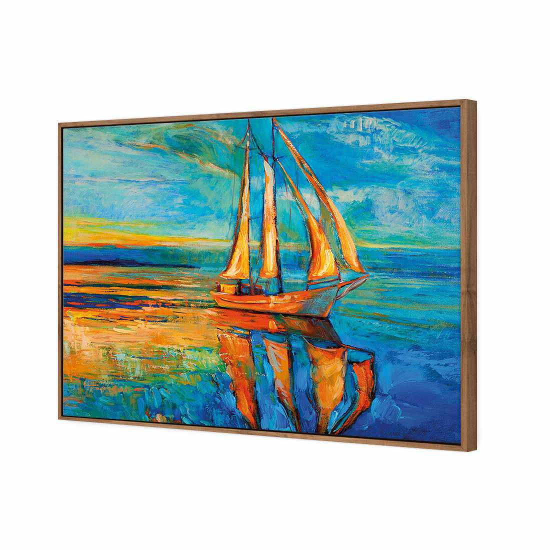 Sailing Boat Reflected Canvas Art-Canvas-Wall Art Designs-45x30cm-Canvas - Natural Frame-Wall Art Designs