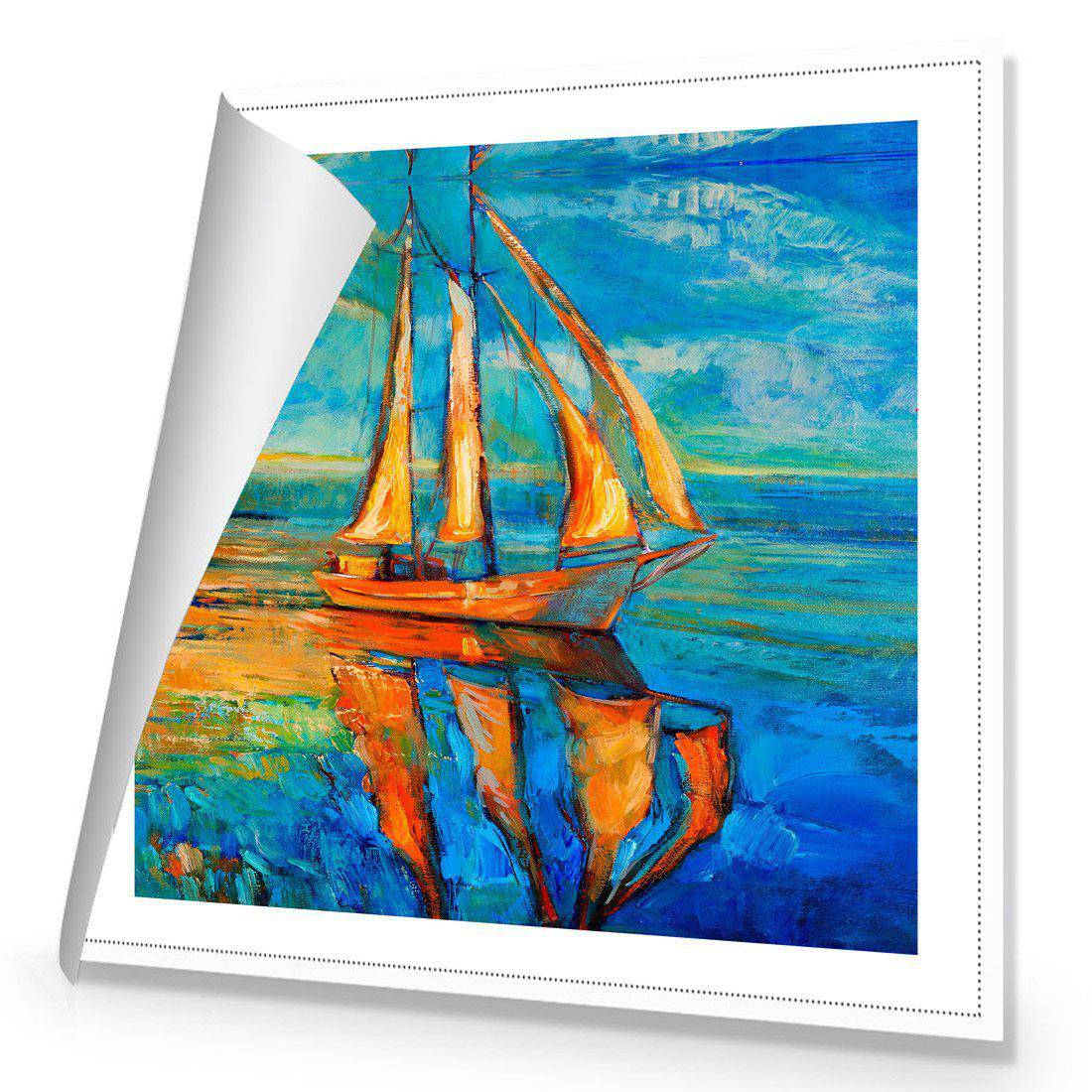 Sailing Boat Reflected, Square | Standard Canvas | No Frame | Rolled Canvas