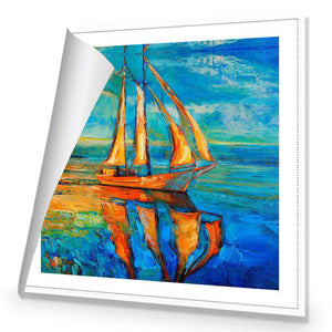 Sailing Boat Reflected, Square | Standard Canvas | No Frame | Rolled Canvas