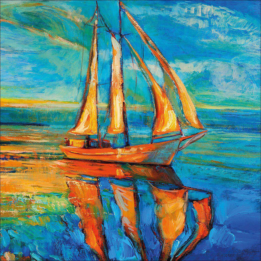Sailing Boat Reflected Canvas Art-Canvas-Wall Art Designs-30x30cm-Canvas - No Frame-Wall Art Designs