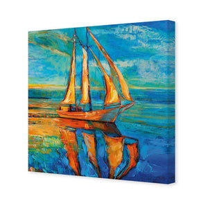 Sailing Boat Reflected, Square | Standard Canvas | No Frame | Stretched Canvas
