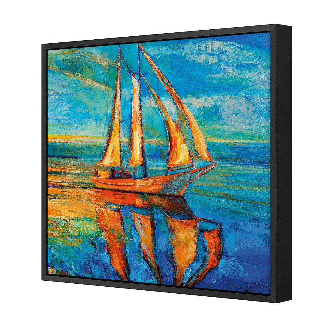 Sailing Boat Reflected Canvas Art-Canvas-Wall Art Designs-30x30cm-Canvas - Black Frame-Wall Art Designs