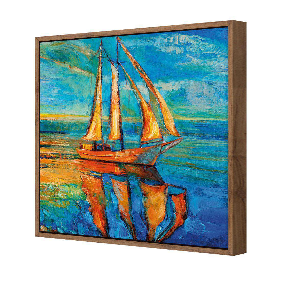 Sailing Boat Reflected Canvas Art-Canvas-Wall Art Designs-30x30cm-Canvas - Natural Frame-Wall Art Designs
