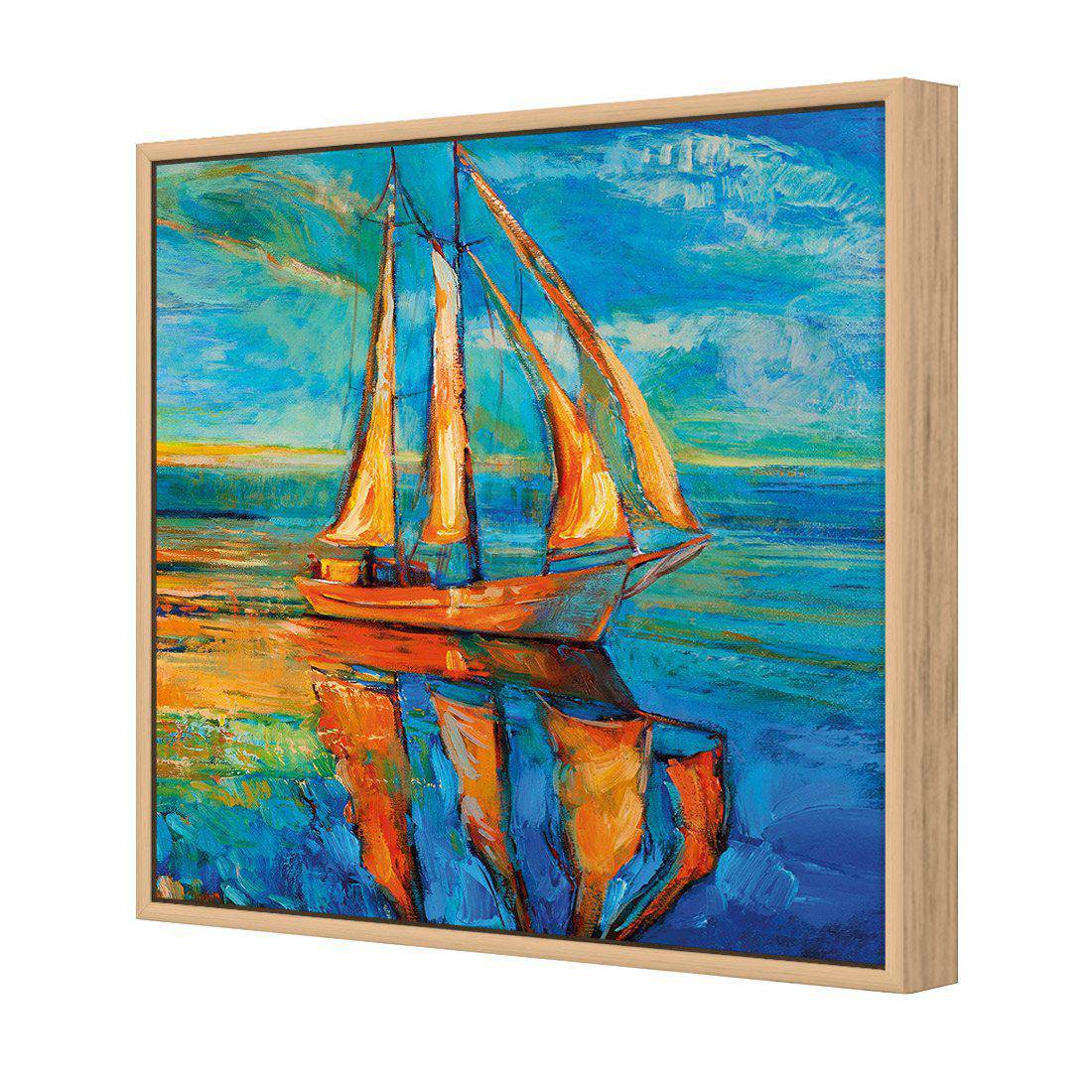 Sailing Boat Reflected Canvas Art-Canvas-Wall Art Designs-30x30cm-Canvas - Oak Frame-Wall Art Designs