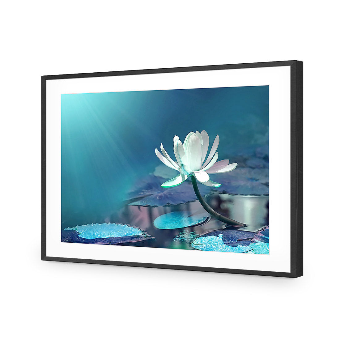 Water Lily, Blue Acrylic Glass Art