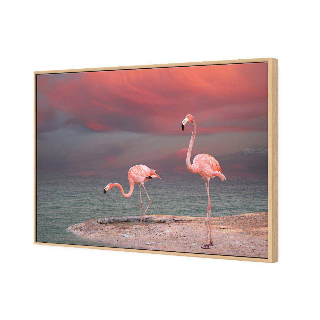 Pink Flamingos Canvas Art-Canvas-Wall Art Designs-45x30cm-Canvas - Oak Frame-Wall Art Designs