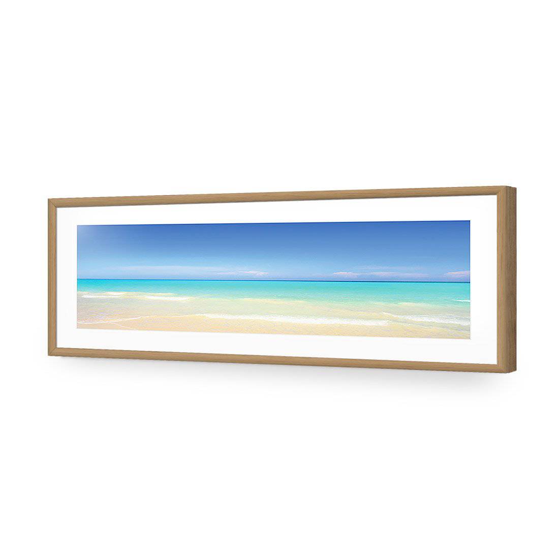 Paradise Beach, Long-Acrylic-Wall Art Design-With Border-Acrylic - Oak Frame-60x20cm-Wall Art Designs