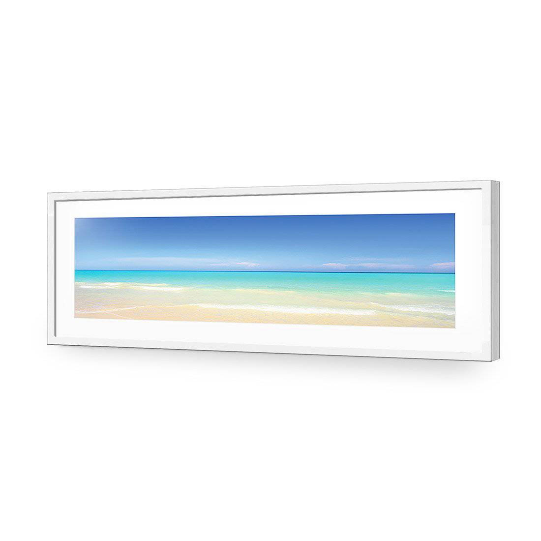 Paradise Beach, Long-Acrylic-Wall Art Design-With Border-Acrylic - White Frame-60x20cm-Wall Art Designs