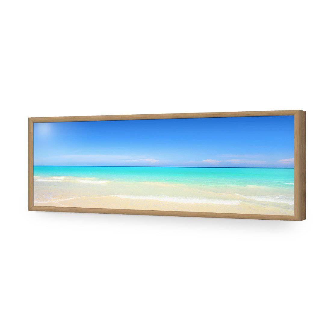 Paradise Beach, Long-Acrylic-Wall Art Design-Without Border-Acrylic - Oak Frame-60x20cm-Wall Art Designs