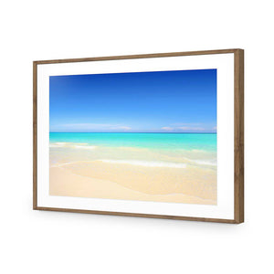 Paradise Beach | Classic Acrylic | Flat Frame With Border | Natural