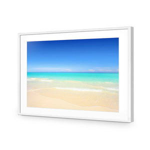 Paradise Beach | Classic Acrylic | Flat Frame With Border | White